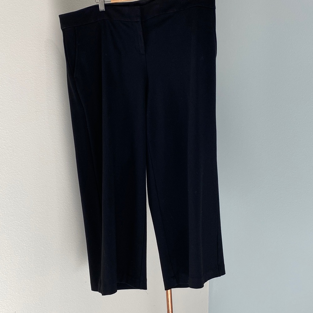 Eileen Fisher Black Ponte Knit Cropped Flare Leg Pant Size Size L